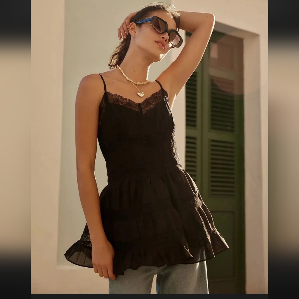 Free People Black Somebody To Love Mini Dress/Cami XS